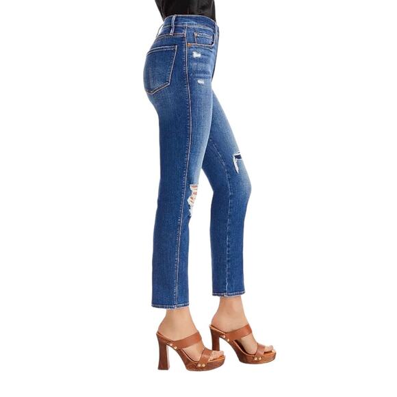 NWT FRAME Jeans Le Sylvie High Rise Slender Straight 31 Distressed Swoon Wash - Picture 3 of 13